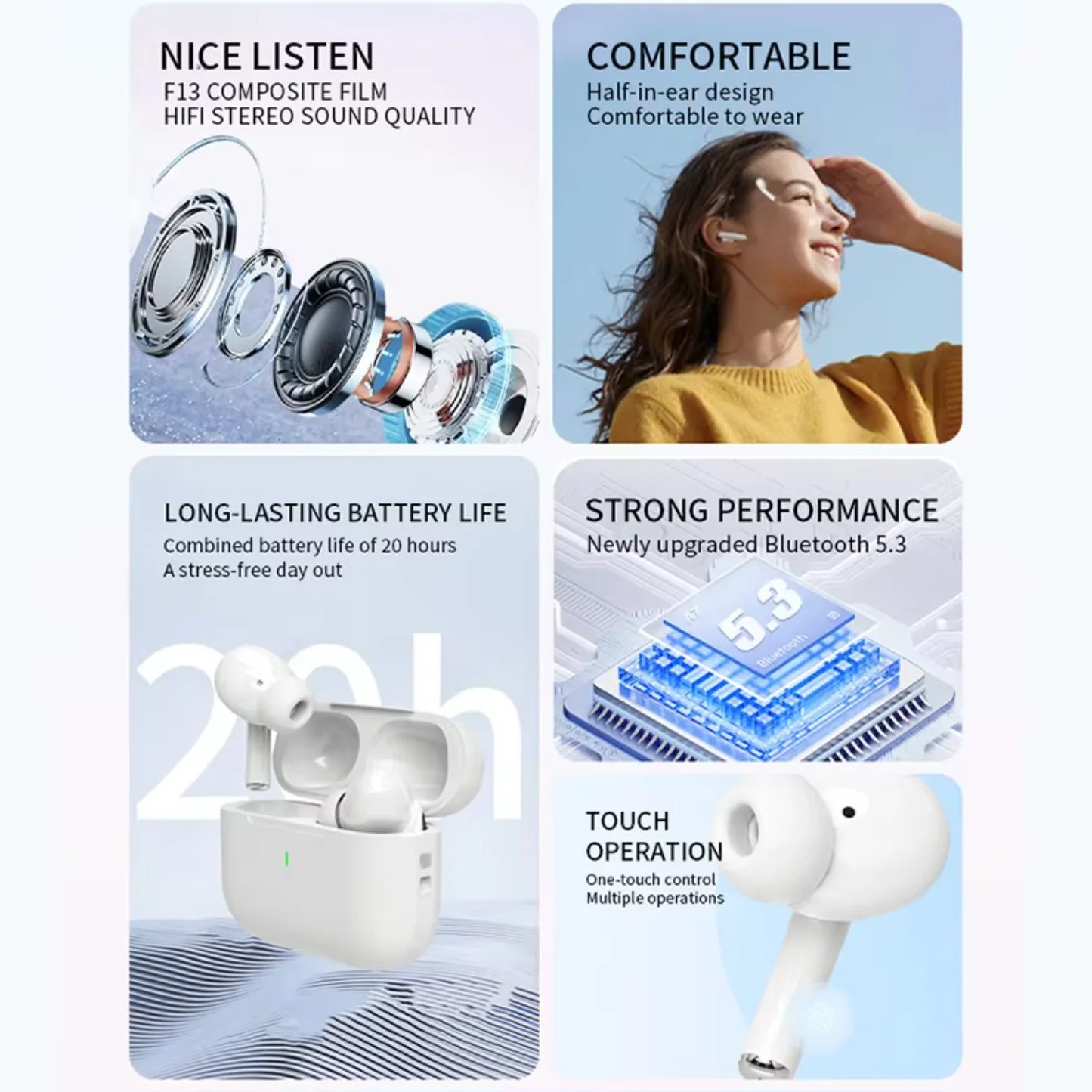 UEESFIT A5 TWS Wireless Earbuds with Active Noise Cancellation