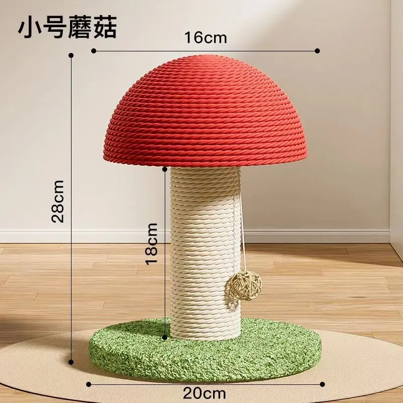 Mushroom and Carrot Cat Scratching Pillar with Natural Hemp Rope for Indoor Cats