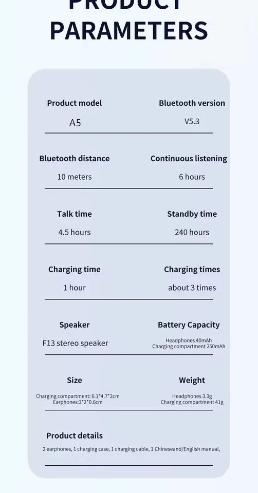 UEESFIT A5 TWS Wireless Earbuds with Active Noise Cancellation