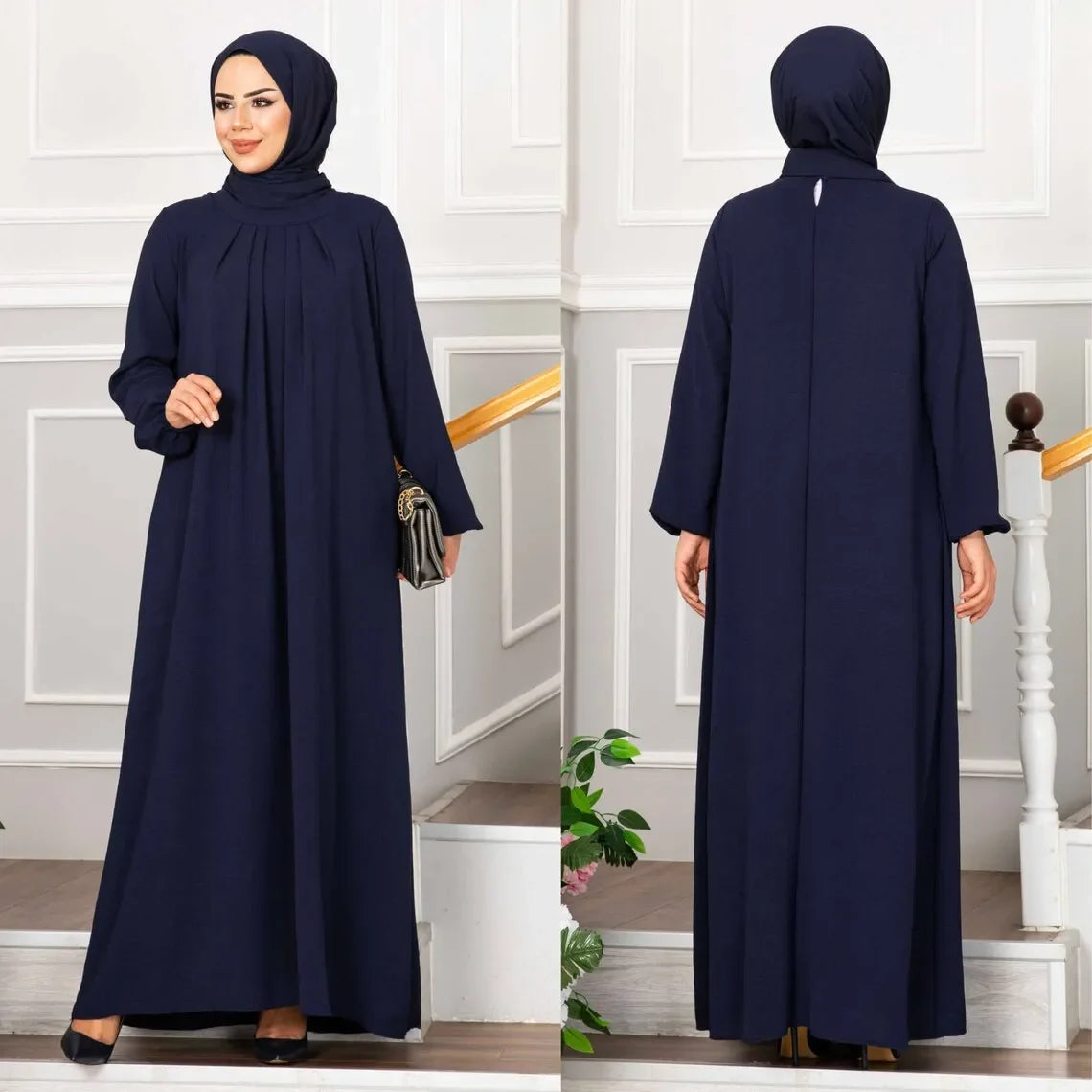 Women Eid Muslim Dress Ramadan Morocco Pleated Party Dresses Dubai Kaftan Islam Vestidos Arab Long Robe Solid Abaya Modest