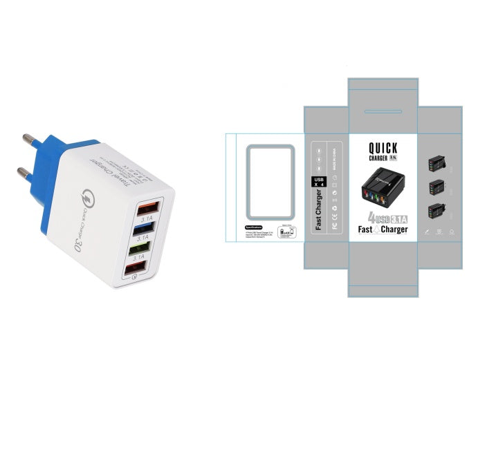 Premium 4-Port USB Wall Charger with Quick Charge 3.0