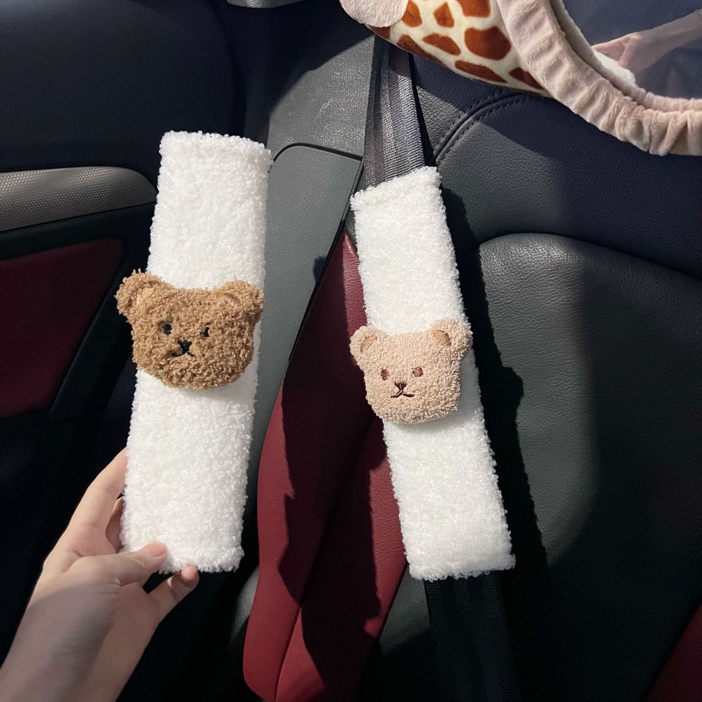 Cartoon Bear Shoulder Sleeve Protective Cover Baby Car Anti-strangulation Seat Belt
