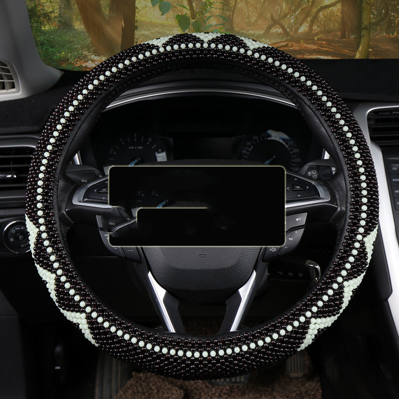 Light Wooden Bead Steering Wheel Cover
