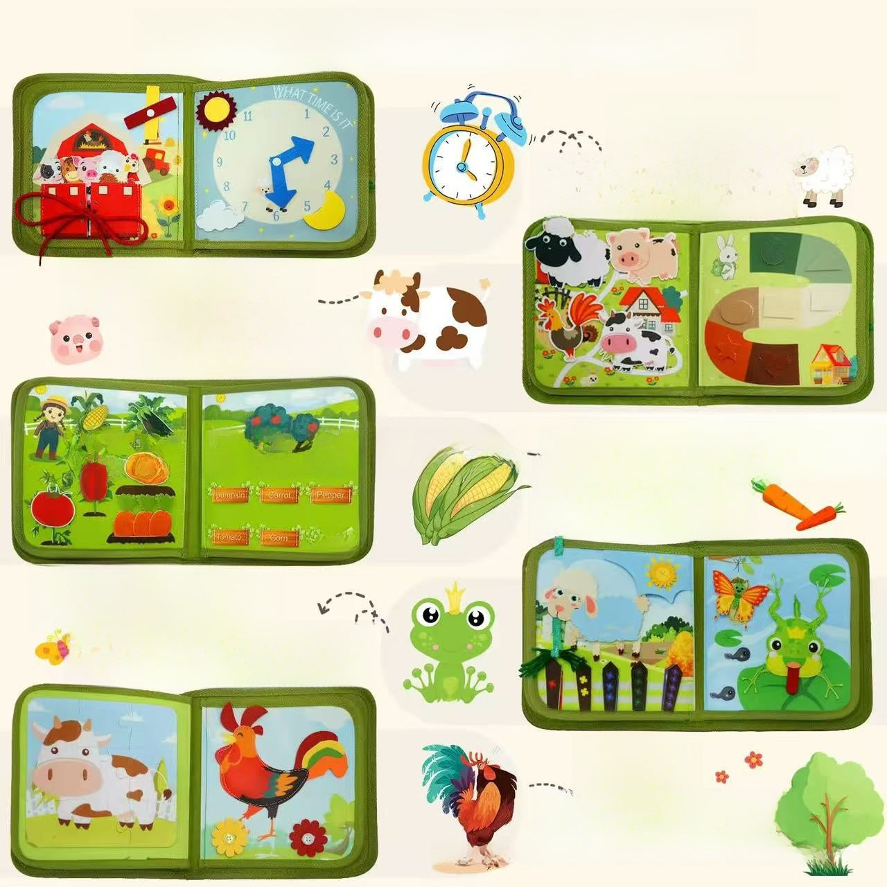 Childrens Felt Learning Book Farm Theme
