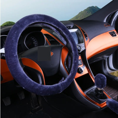 Plush Winter Wool Steering Wheel Cover Set