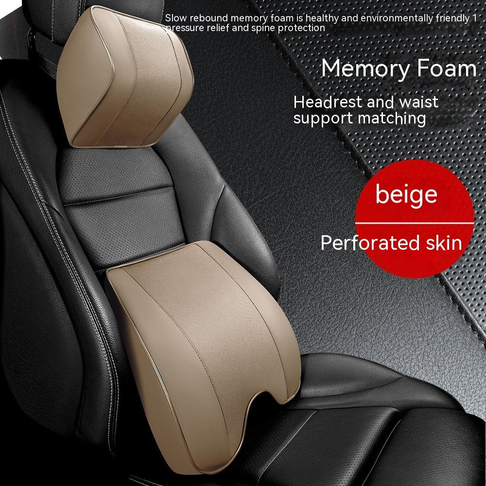 Premium Memory Foam Car Neck & Lumbar Support Pillow
