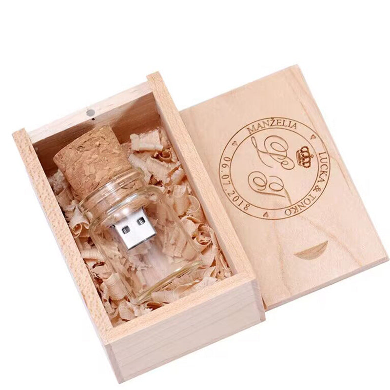 Wooden Wish Drift Bottle USB Drive