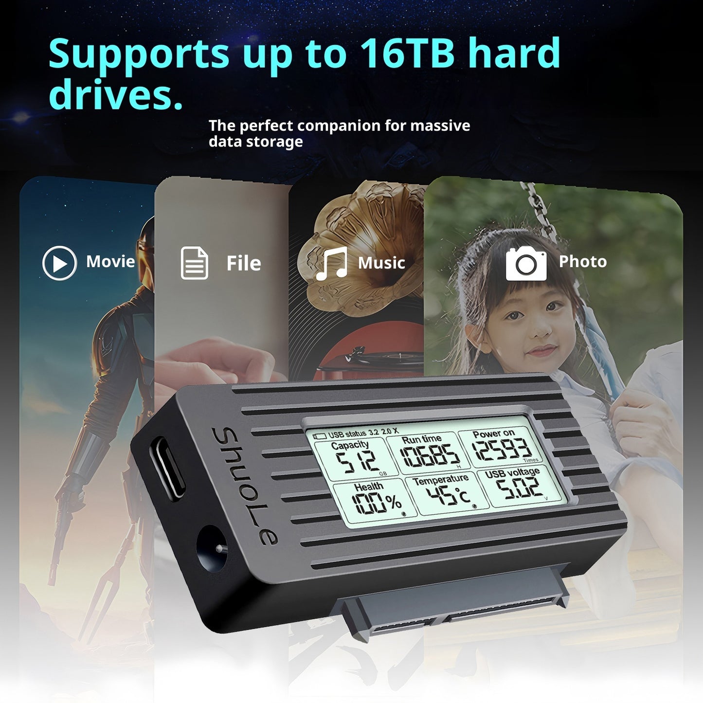 High-Speed USB 3.2 Solid State Converter Cable for 2.5" & 3.5" Hard Drives