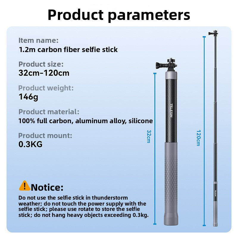 1.2-meter carbon fiber selfie stick