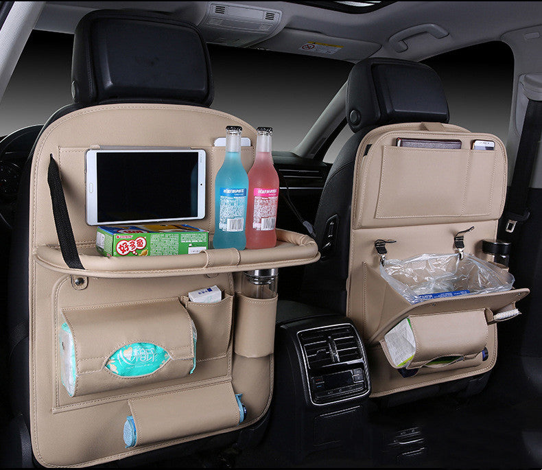 Premium Leather Car Backrest Organizer & Trash Bag