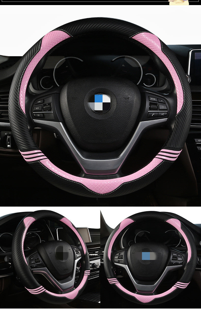 Premium Carbon Fiber & Leather Steering Wheel Cover
