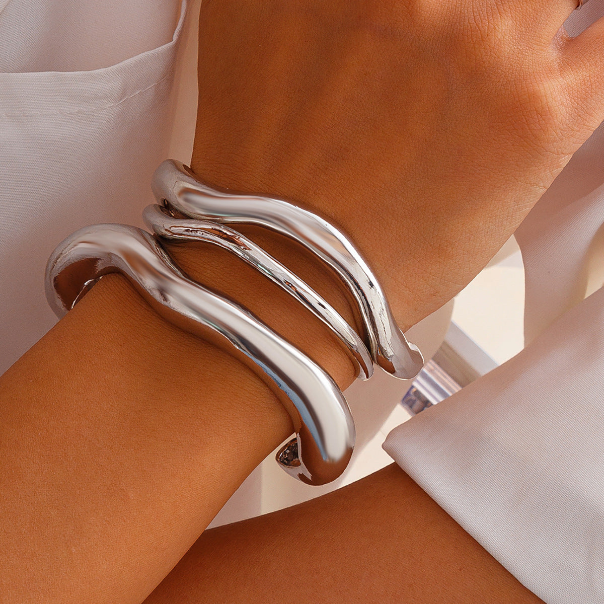 European And American Cross-Border Design-Driven Irregular Metal Bracelet