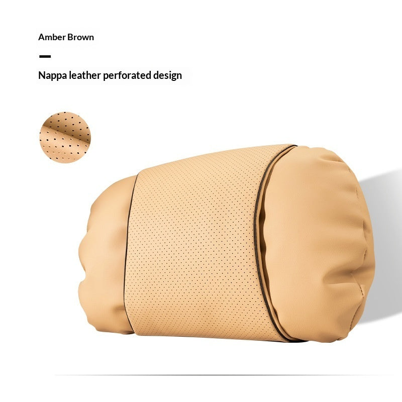Premium Nappa Leather Car Neck Support Pillow