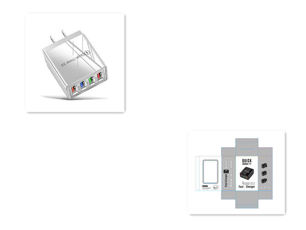 Premium 4-Port USB Wall Charger with Quick Charge 3.0