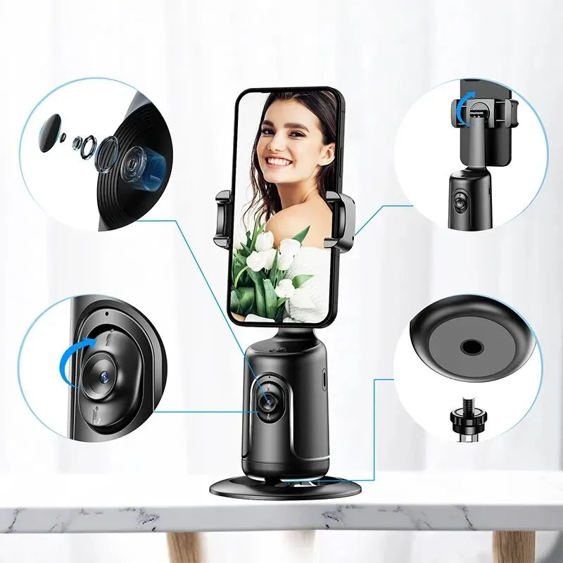 360 Auto Face Tracking Gimbal - AI Smart Phone Holder for Creators