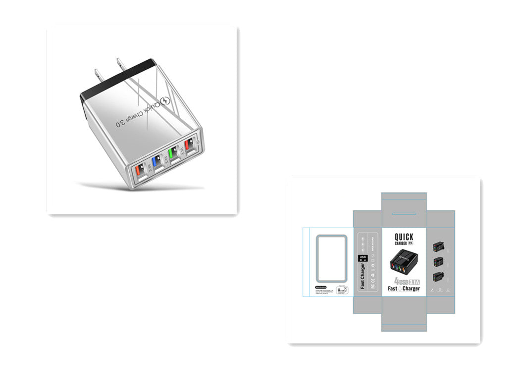 Premium 4-Port USB Wall Charger with Quick Charge 3.0