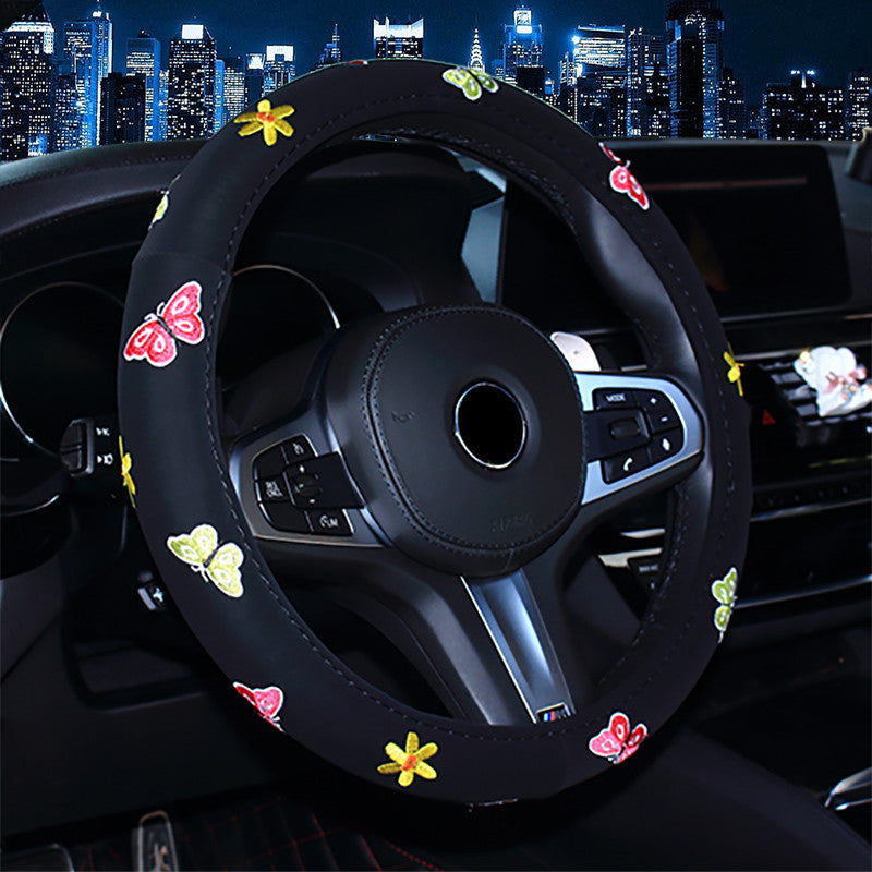 Embroidered Steering Wheel Cover for Women