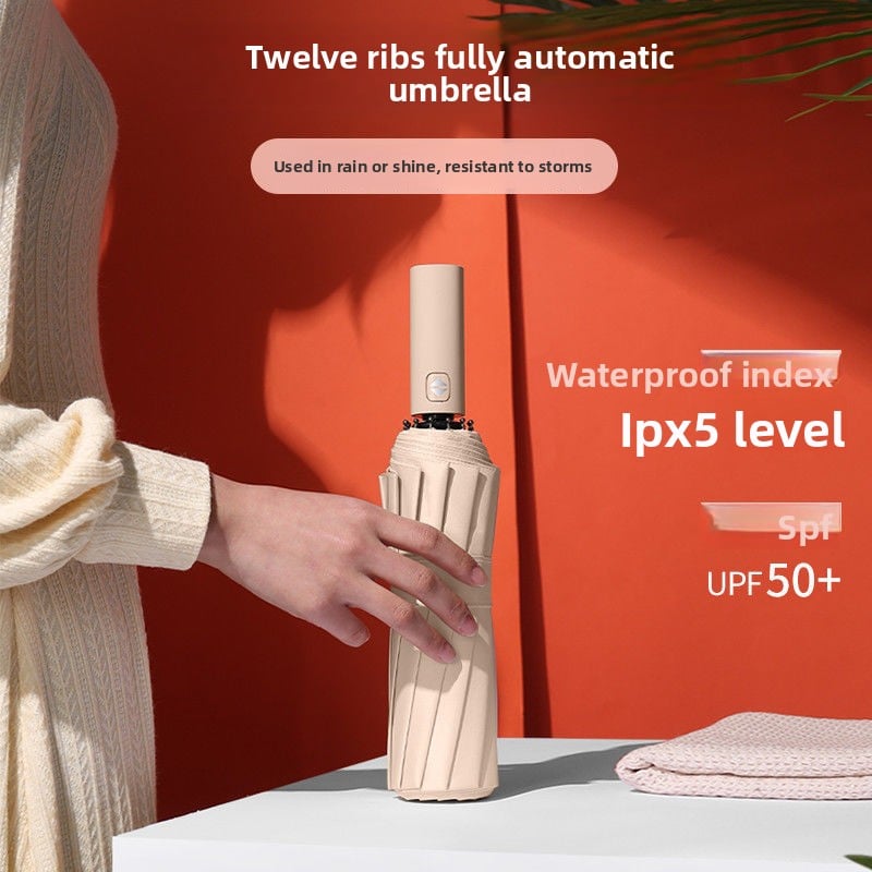 The fully automatic umbrella is suitable for both sunny and rainy days