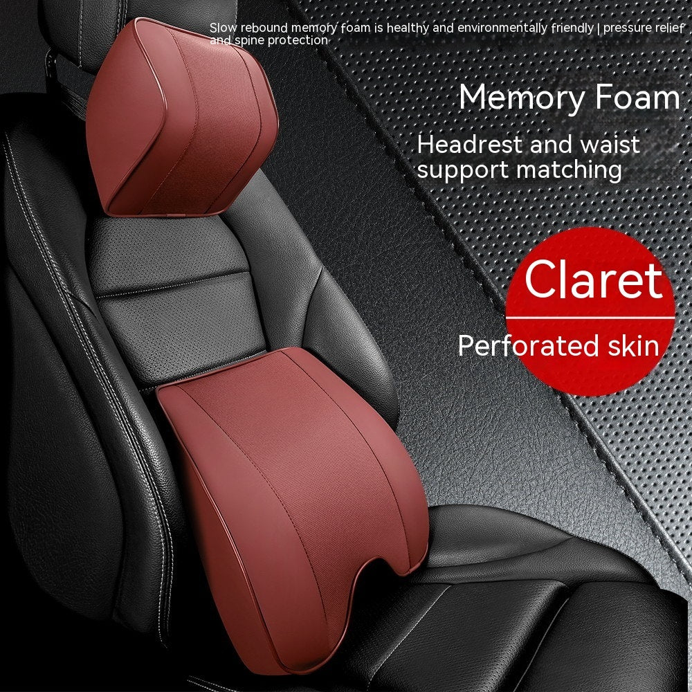 Premium Memory Foam Car Neck & Lumbar Support Pillow
