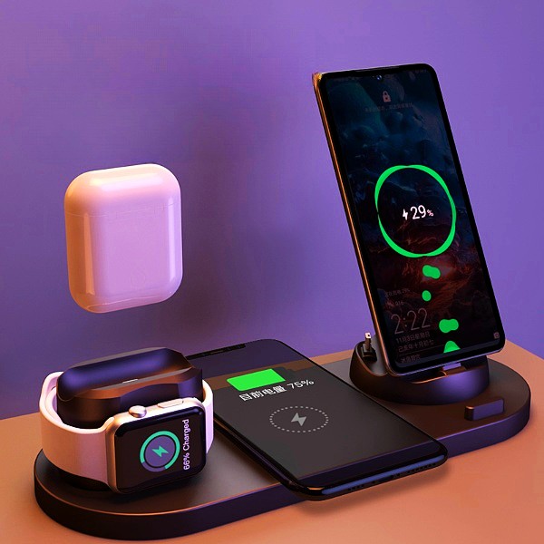 6 in 1 Wireless Charging Dock Station for iPhone and Smartwatch Fast Charging Pad