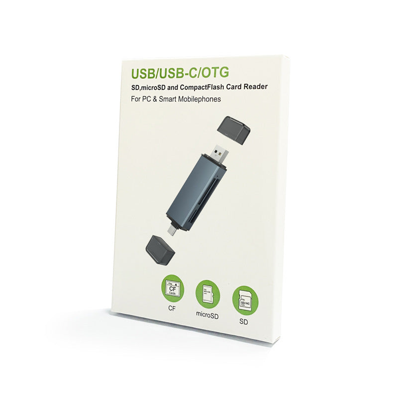 Professional Aluminum Alloy CF/SD/TF Three-in-One Card Reader