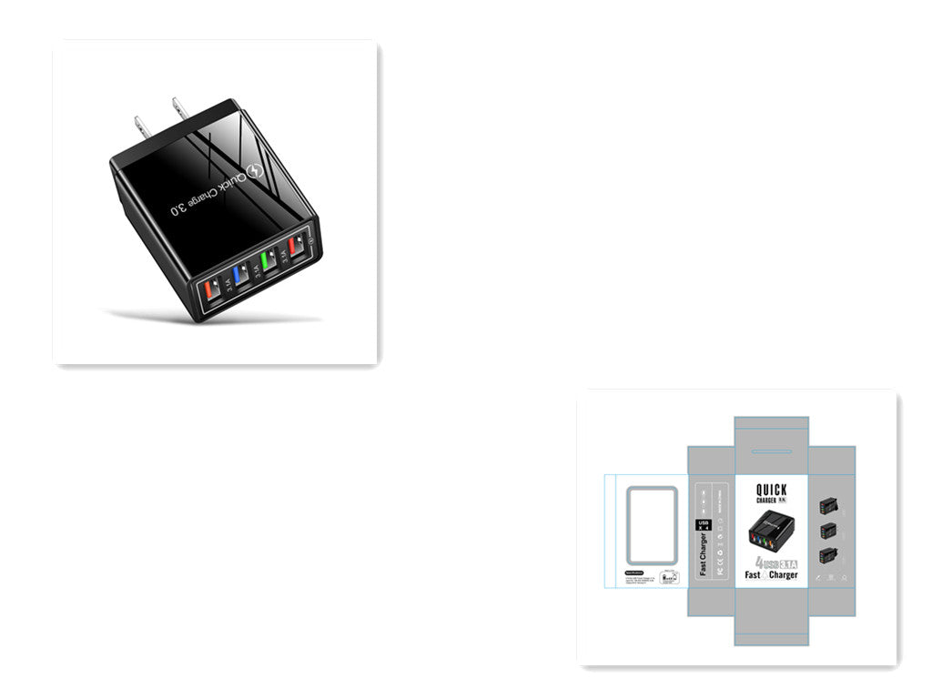 Premium 4-Port USB Wall Charger with Quick Charge 3.0