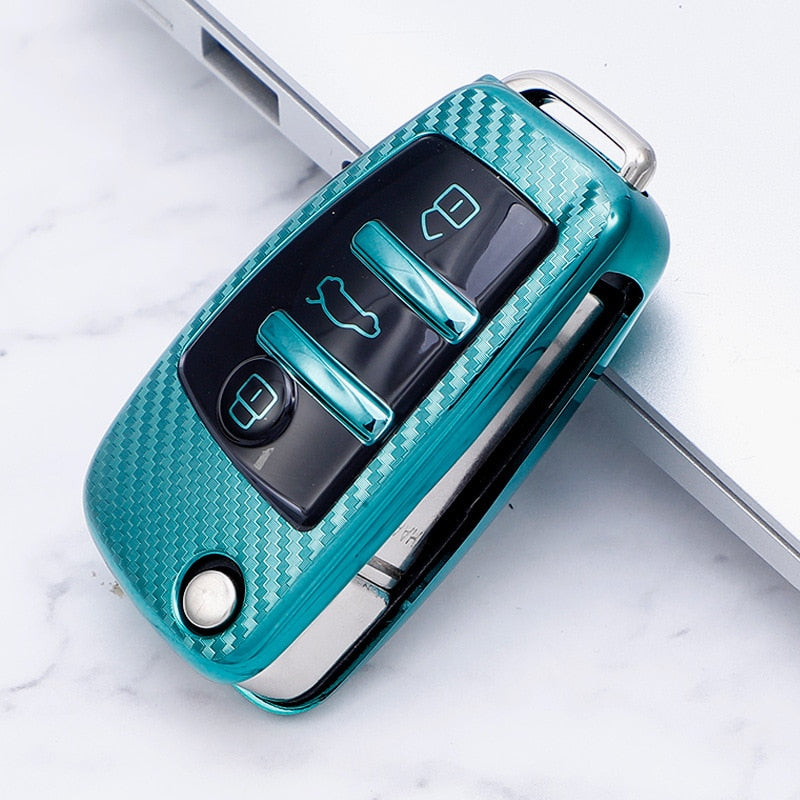 Premium Carbon Fiber Pattern TPU Car Key Protector