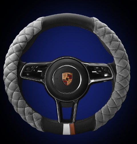 Plush 38cm Steering Wheel Cover with Footprint Design