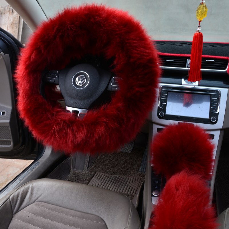 Premium Wool Steering Wheel Cover Set