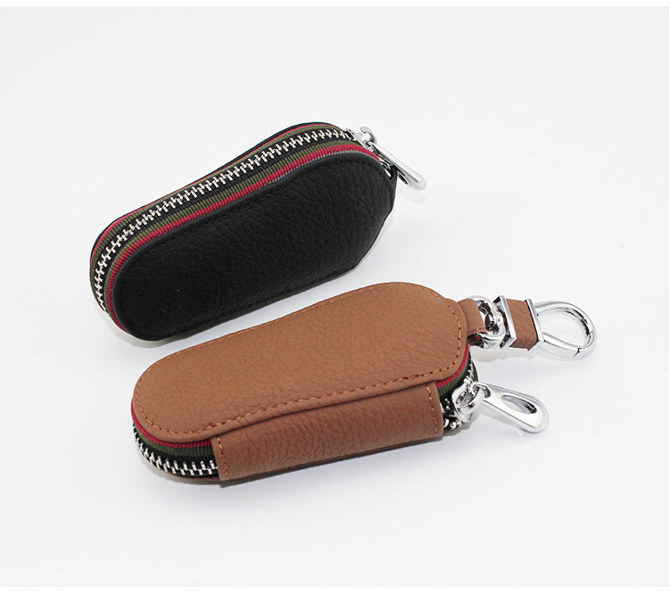 Premium Leather Car Key Holder with Zipper