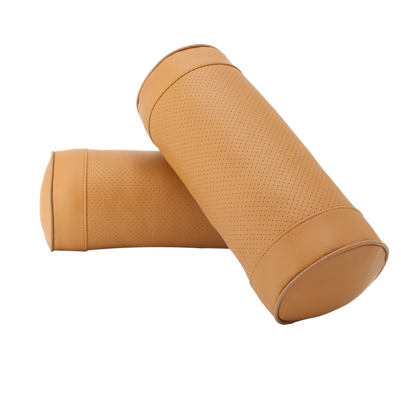 Premium Leather Cylindrical Car Seat Pillow
