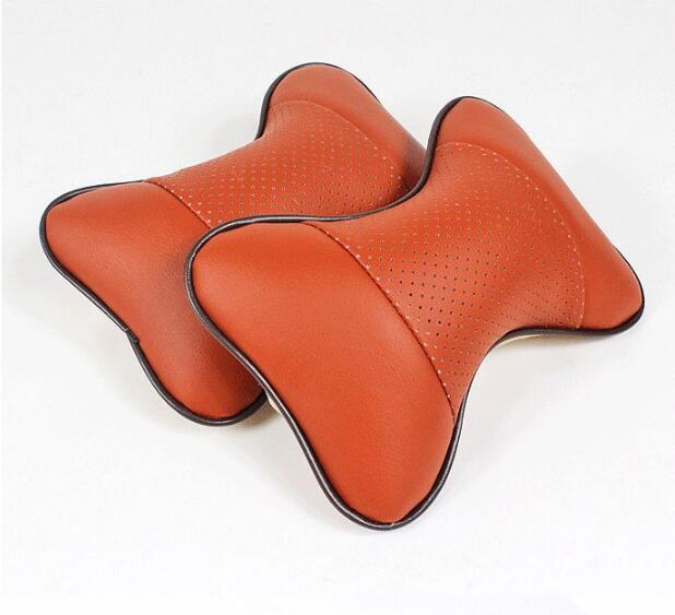 Premium Leather Car Neck Support Pillow - 2 PCS