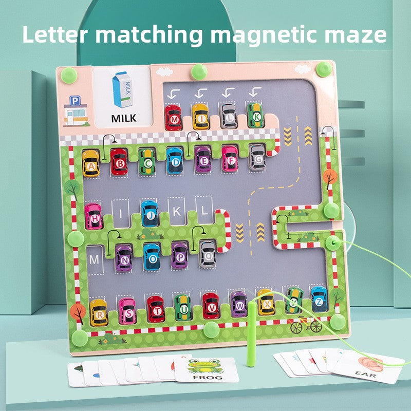 Wooden Magnetic Alphabet Maze Toy for Kids
