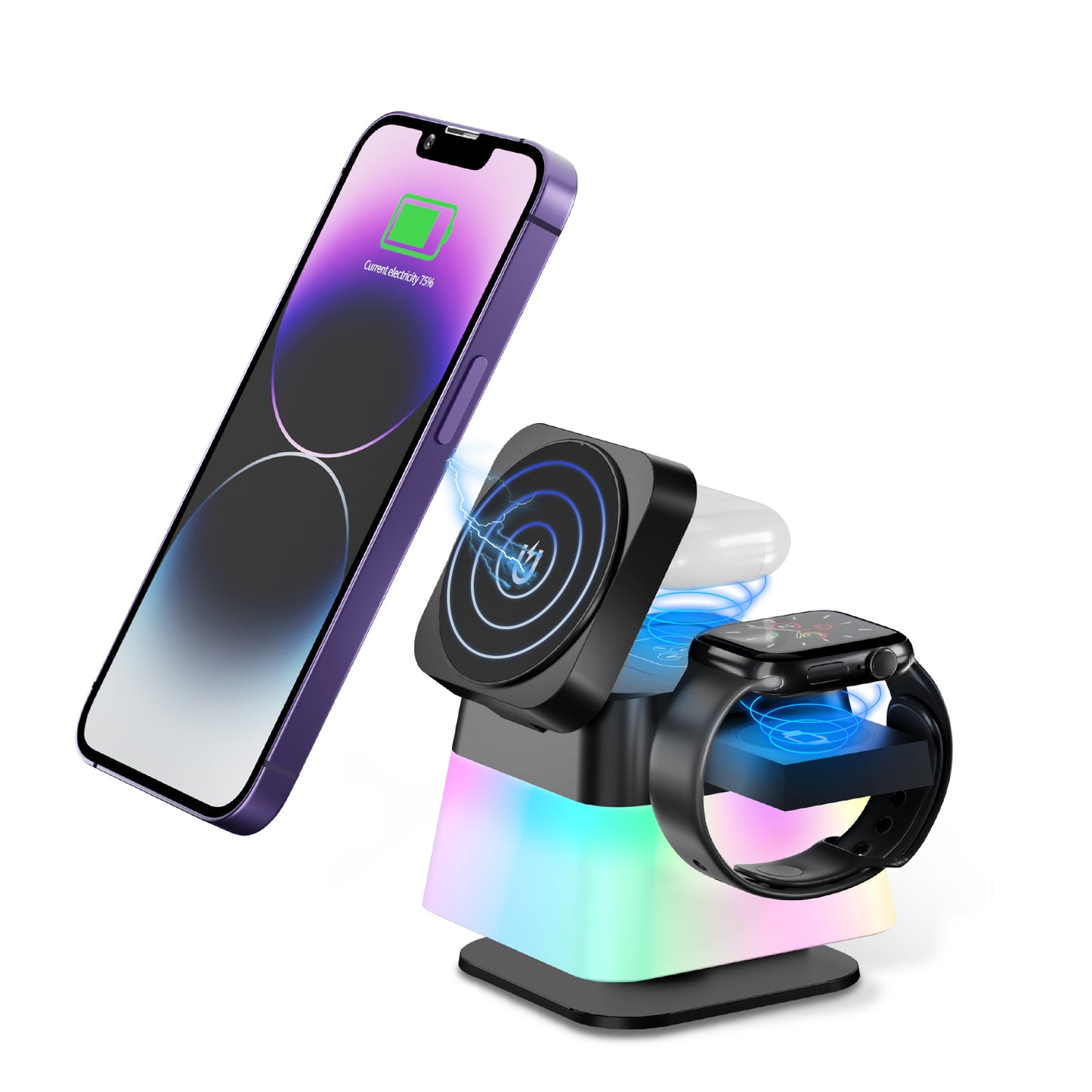 4-in-1 Rotatable Wireless Charging Stand with Night Light