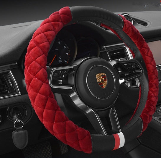 Plush 38cm Steering Wheel Cover with Footprint Design
