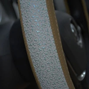 Premium Carved Leather Steering Wheel Cover