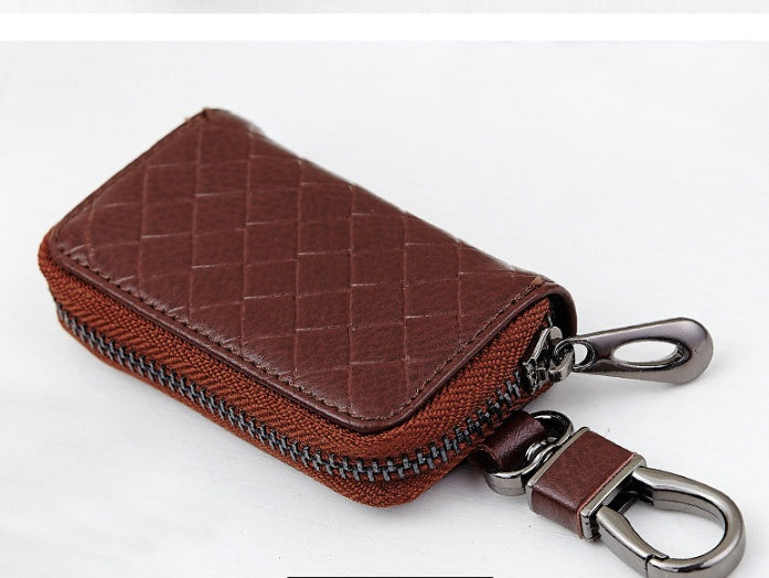 Woven Leather Car Key Case