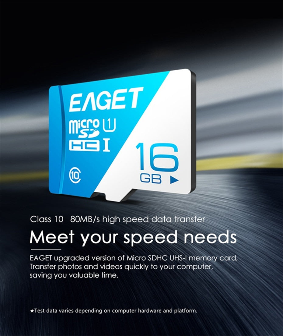 EAGET T1 Micro SD Card - 16GB to 128GB - Class 10 UHS-I U1 - High Speed Storage