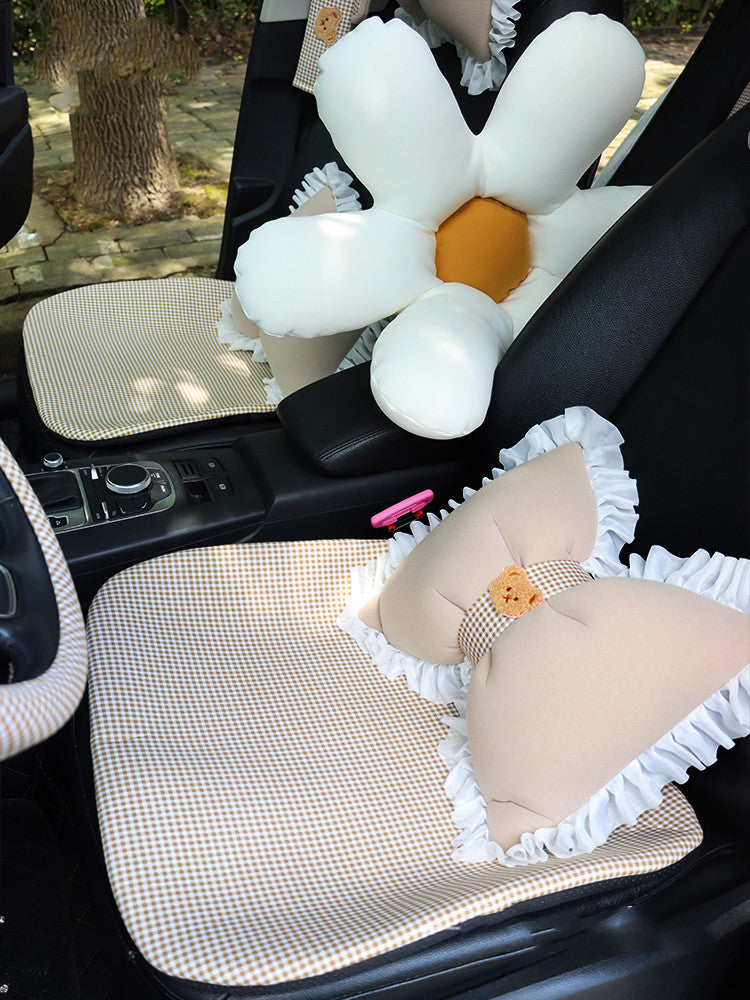 Pure Cotton Cartoon Car Breathable One-piece Linen Fabric Seat Cushion