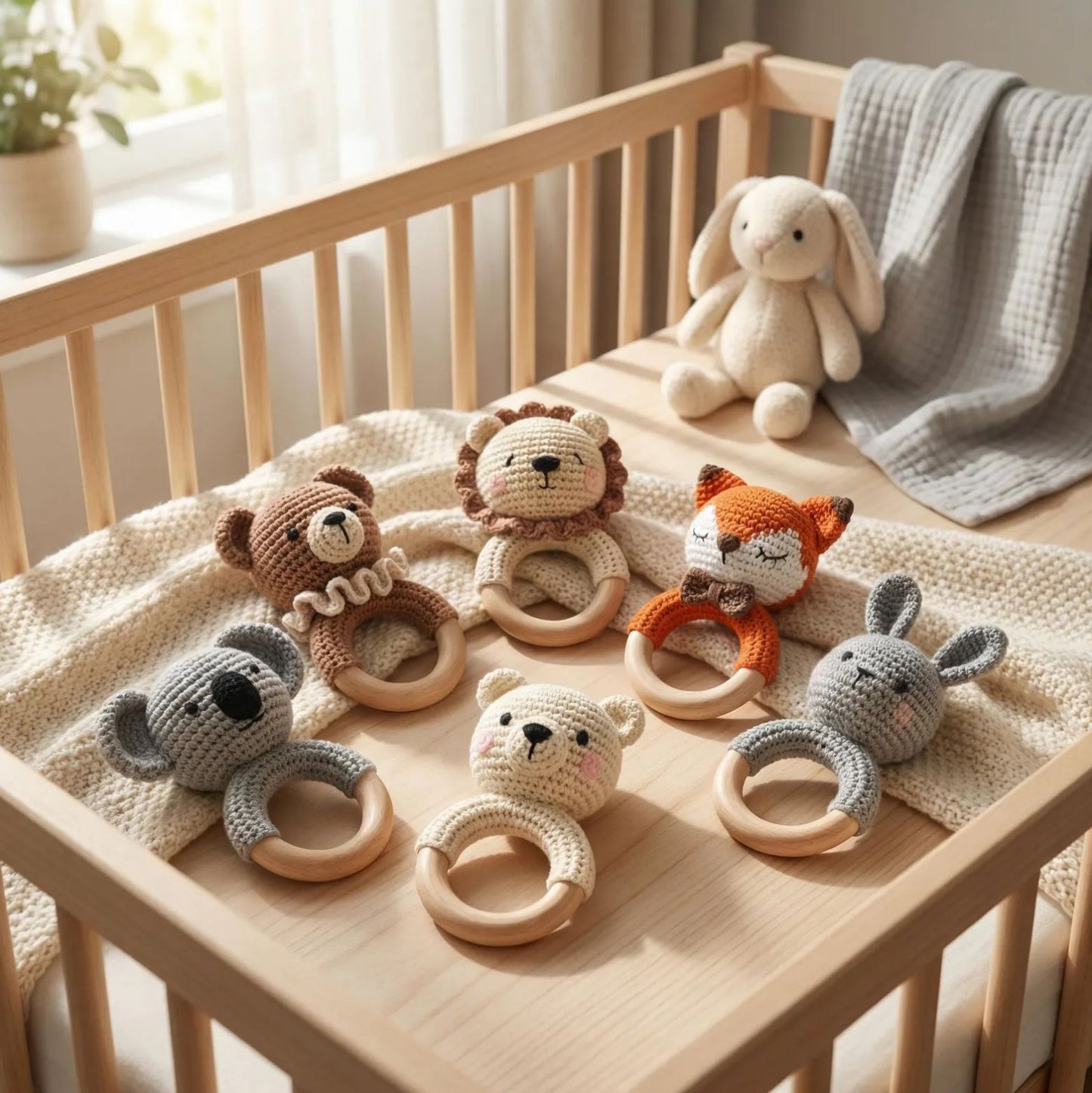 Handmade Crochet Animal Baby Rattle Teether