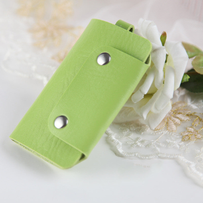 Color button leather key case