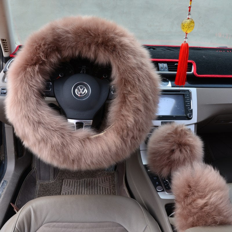 Premium Wool Steering Wheel Cover Set