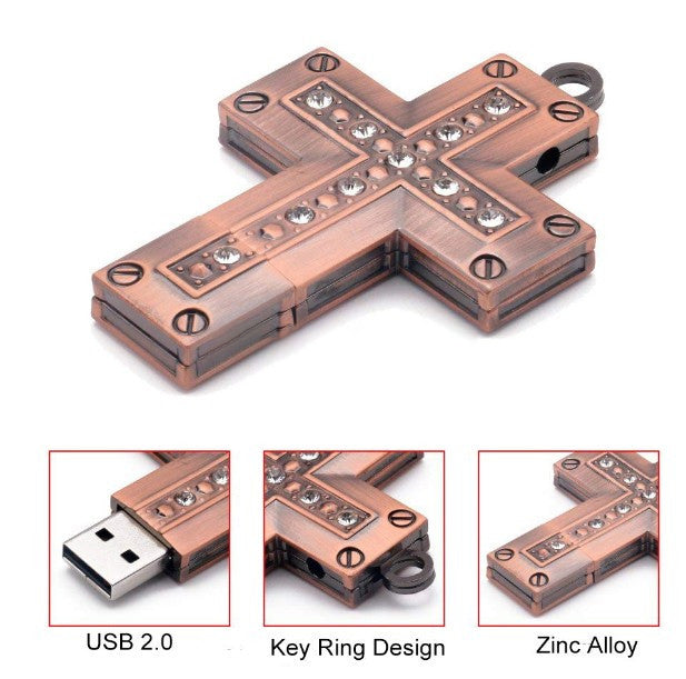 Metal Cross USB Flash Drive 32GB - Golden