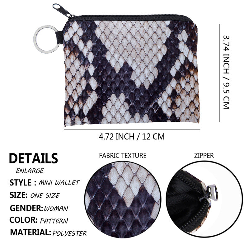 European And American Cross-border Snake Print Coin Purse Water Repellent Storage Bag Portable Key Case