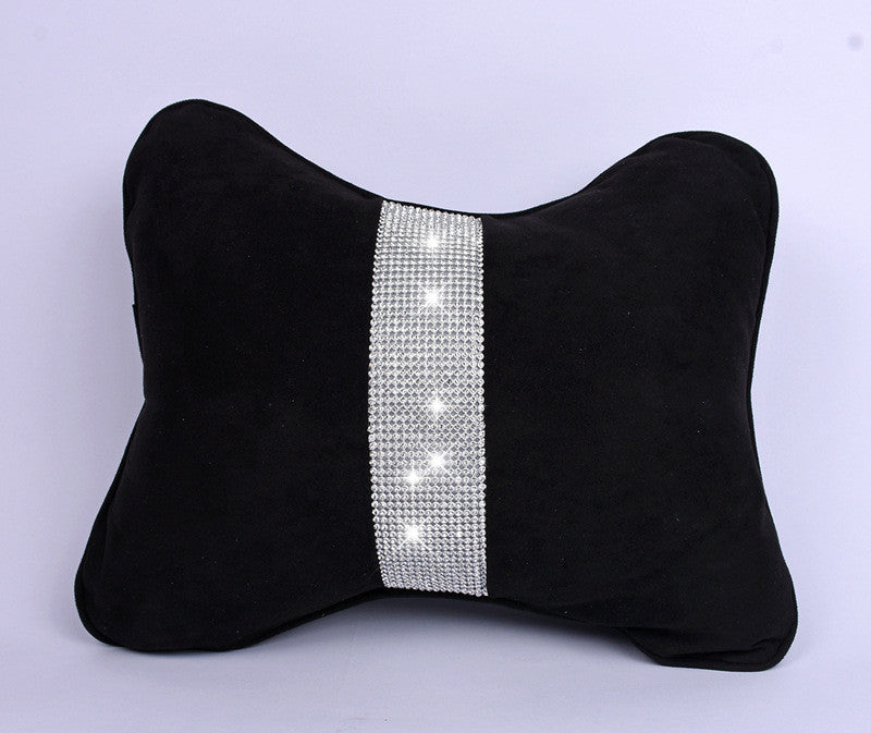 Diamond-Studded Car HeadresNeck Pillow Waist Support Car Interior With Drill Headrest Waist Support Car Supplies Deerskin Velvet Rhinestones
