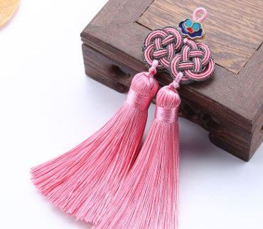 Double Money Knot Double Tassel Jewelry Pendant