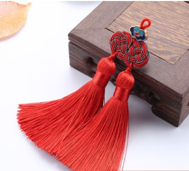 Double Money Knot Double Tassel Jewelry Pendant