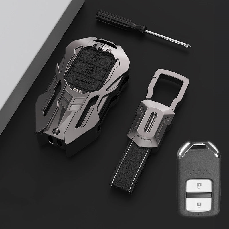 Premium Leather & Aluminum Key Fob Cover for Honda