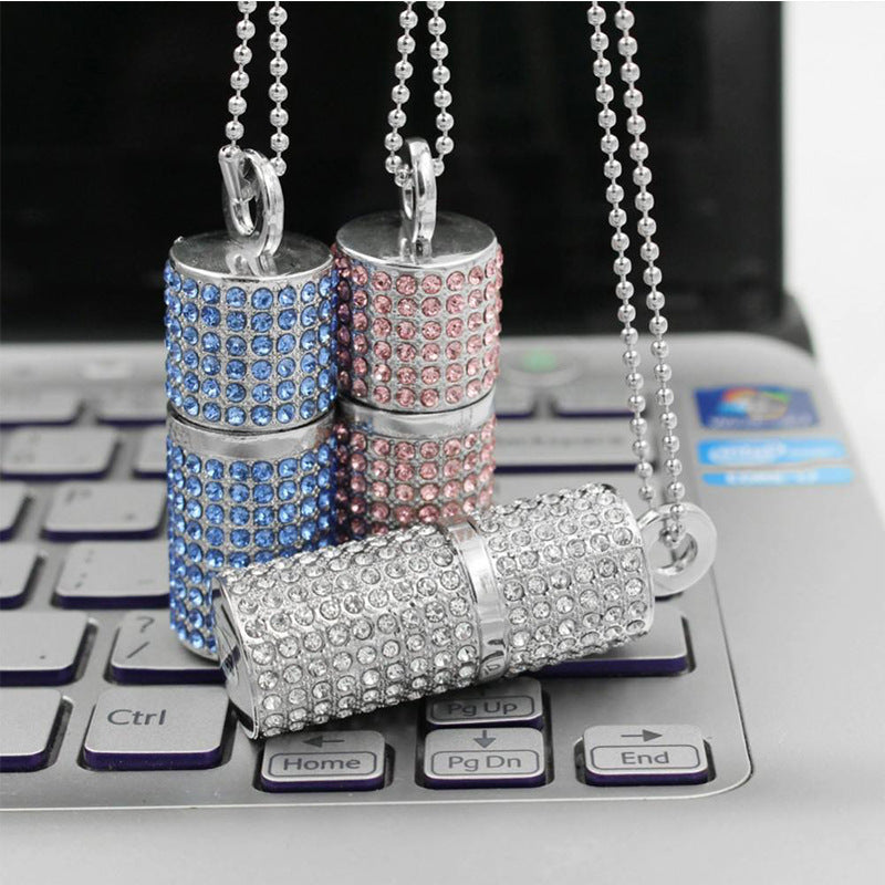 Crystal Cylinder Lipstick USB Flash Drive