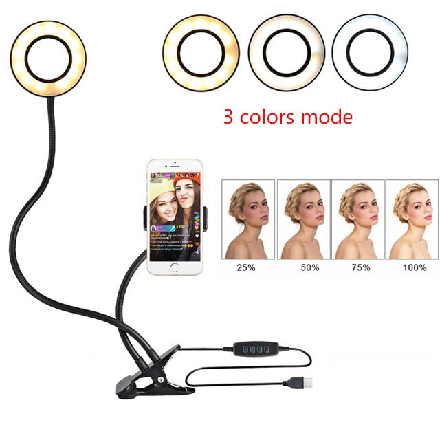 Professional 8cm LED Selfie Ring Light with Desk Stand